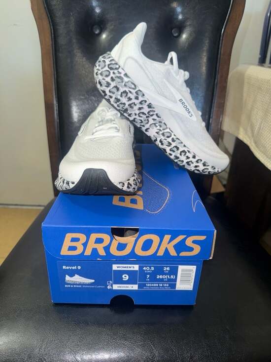 Brooks Shoes - Brooks Revel 9 Women's Running Shoes White/Grey/Black Leopard Print
